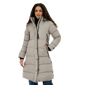 Canada Weather Gear X Long Quilted Maxi Parka Jacket Womens XL Stone NWT